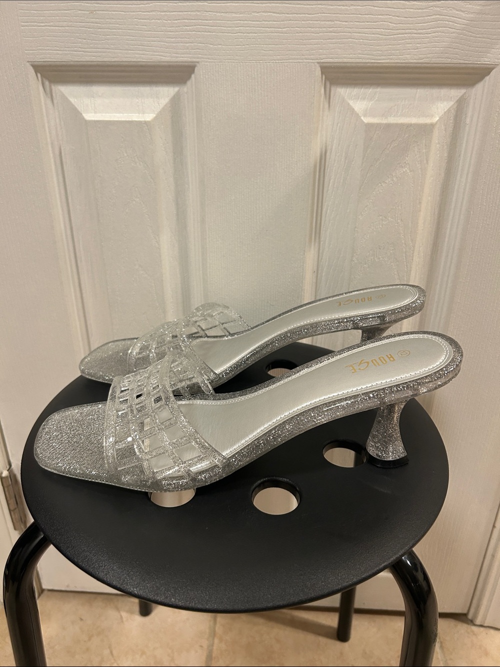 Glitter Jelly Heeled Slides Size 12